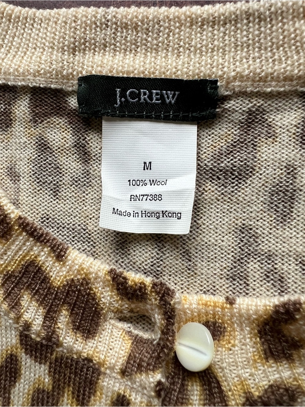 Vintage J. Crew Women's Leopard Print Wool Cardigan  - M - Picture 7 of 8